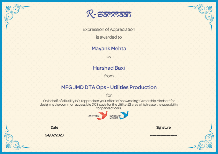 Expression of Appreciation for DCS Page Development