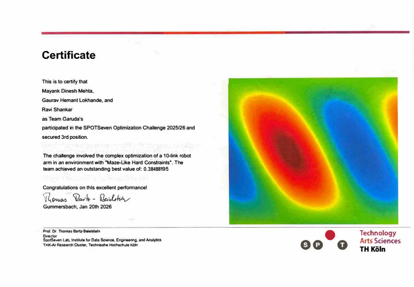 SPOTSeven Optimization Challenge 2025/26 certificate